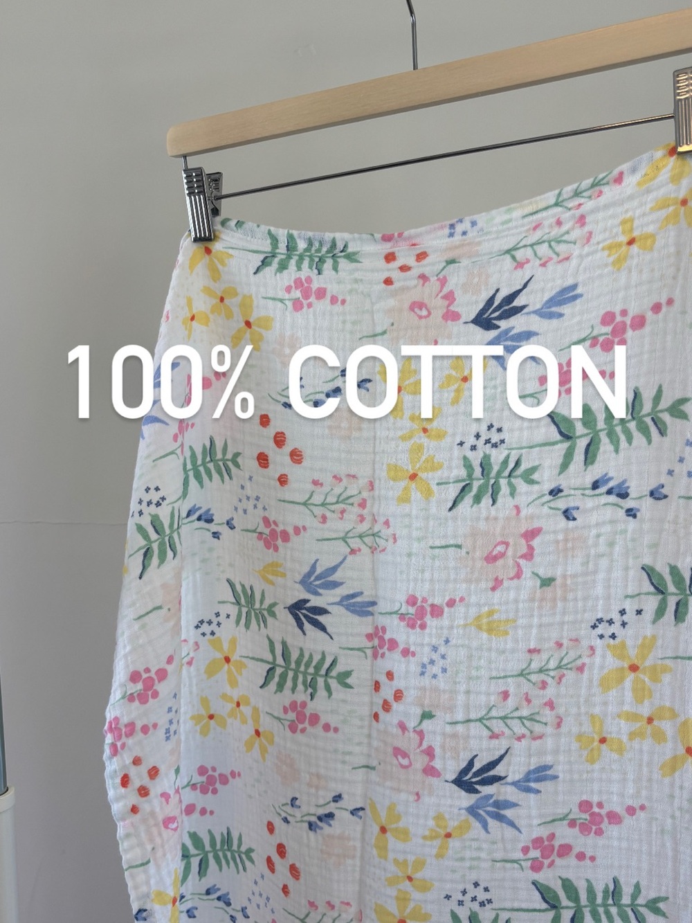 Cloud Island 100% Cotton Muslin Blanket / Scarf / Swaddle | Floral Print